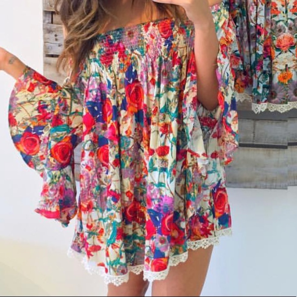Short flower beach dress